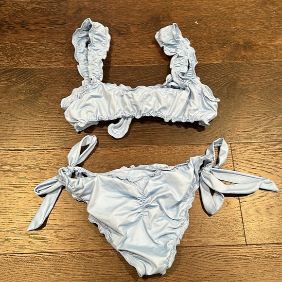 Frankie’s Bikinis Blue Ruffle Colby Bikini Set - Picture 4 of 4